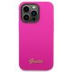 Guess Silicone Vintage Gold Logo silikona vāciņš iPhone 14 Pro Max, fuksijas