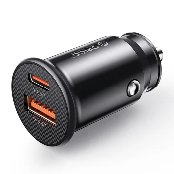 Orico PowerMini 30W USB-C un USB-A auto lādētājs - Melns