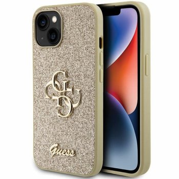 Apple iPhone 15 Plus 6.7'' Glitter Script Big 4G Case Cover, Gold
