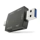 Картридер и концентратор Newell OTG 4-in-1 3.0, USB-A / USB-C, графитовый