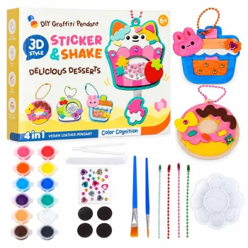 3D Keychain Making Craft Kit Desserts, 4 Charms