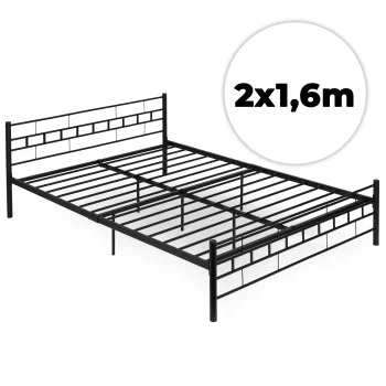 Metāla gulta ar pamatni ModernHome 166x210 cm, melna