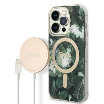Apple iPhone 14 Pro 6.1'' Guess Jungle MagSafe Case Cover + Charger (GUBPP14LHJEACSA), Green | Telefona Maciņš Vāks...