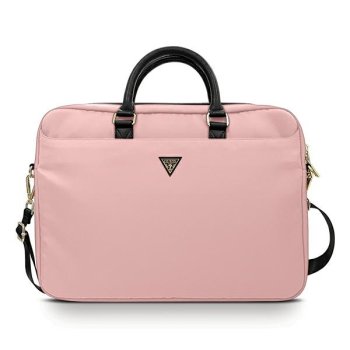 Сумка Guess Nylon Triangle Logo для ноутбука до 16", розовая
