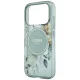 Чехол Guess IML Flowers Pearl Strap MagSafe для iPhone 18 Pro / 17 Pro, зелёный