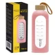 4FIZJO Glass Sports Water Bottle with Silicone Sleeve 750 ml, Pink