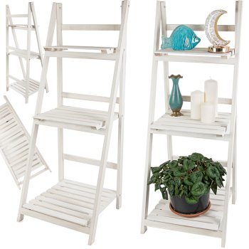 Koka ziedu stends, trīs plauktu augu statīvs | Wooden Flower Stand