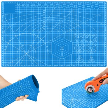 Double-sided self-healing cutting mat A3 for modeling, blue