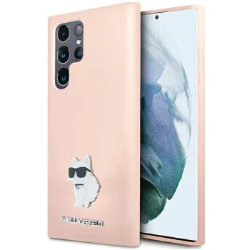 Чехол Karl Lagerfeld для Samsung Galaxy S23 Ultra Silicone Choupette Metal Pin, розовый