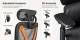 Ergonomisks biroja krēsls ar galvas balstu un kāju balstu, melns/oranžs