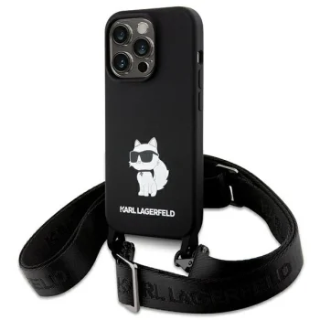 Чехол Karl Lagerfeld для iPhone 15 Pro Max Crossbody Silicone Choupette, черный