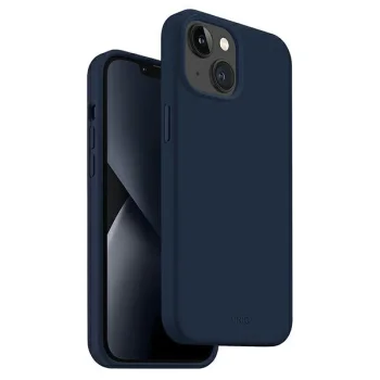Uniq Lino Silicone Case for iPhone 14 Plus and 15 Plus in Blue