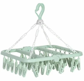 Saliekams piekarināms drēbju, apakšveļas, zeķu žāvētājs ar 32 drēbju šķipsnām, Zaļš | Folding Hanging...
