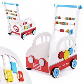 Koka ratiņi bērniem, staigulis, rotaļu automašīna | Wooden Pusher Cart