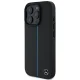 Mercedes iPhone 16 Pro Case Blue Line Leather MagSafe, Black