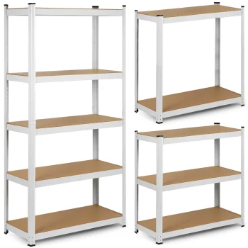 Humberg 4844 metāla noliktavas plaukts, 180 x 90 x 30 cm, balts