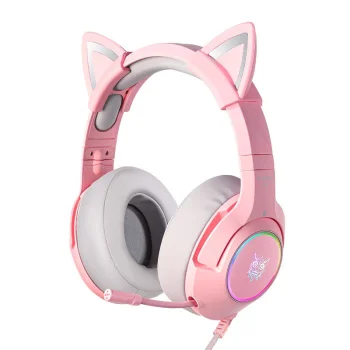Onikuma K9 RGB spēļu austiņas ar kaķa ausīm, rozā