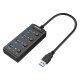 Orico USB 3.0. Hub with switches, 5x USB (black)