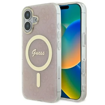 Чехол Guess для iPhone 16 IML 4G MagSafe, розовый