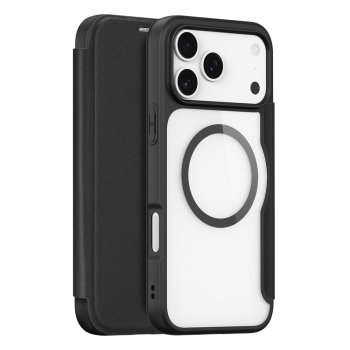 Dux Ducis iPhone 17 Pro Max atverams vāciņš maciņš grāmatiņa Skin X Pro, melns