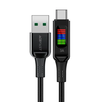 Кабель Acefast C7-04 USB-A на USB-C с дисплеем 60W 1.2м Черный