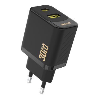 Dudao A27TEU PD 30W GaN USB-A USB-C sienas lādētājs – melns