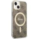 Guess iPhone 14 vāciņš IML 4G Gold Stripe MagSafe, brūns