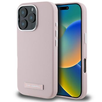 Apple iPhone 16 Pro Max 6.9'' Karl Lagerfeld FW Metal Plate MagSafe Case Cover, Pink | Telefona Maciņš Vāks Apvalks...