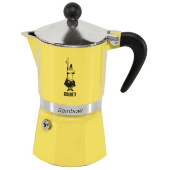 Bialetti Rainbow 3 Tašu Espresso Kafijas Kanna, Dzeltena