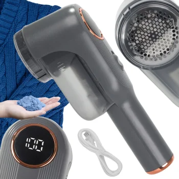 Pūku noņēmējs apģērbam un audumiem ar LCD displeju, 7W, pelēks