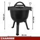 Kaminer 10L Enameled Cast Iron Cauldron with Legs, Black