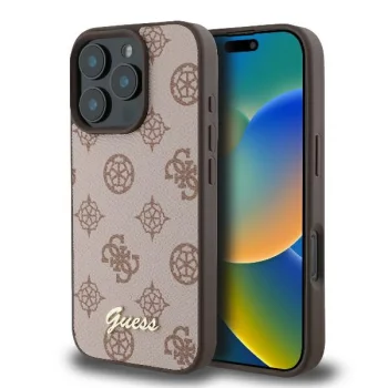 Guess Peony Script MagSafe futrālis iPhone 16 Pro Max - brūns | case for brown