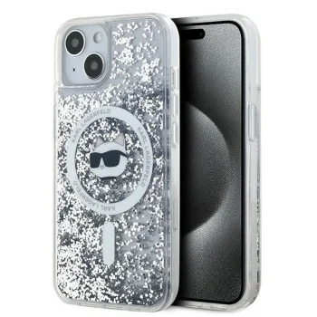 Karl Lagerfeld iPhone 13 / 14 / 15 Case Liquid Glitter Choupette Head MagSafe, Transparent