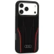 Audi R8 Genuine Leather MagSafe vāciņš priekš iPhone 18 Pro Max / 17 Pro Max, melns/sarkans