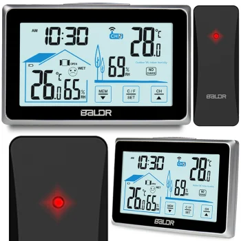 Bezvadu meteoroloģiskā stacija Baldr BD-910 ar āra sensoru, melna