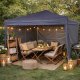 Dārza paviljons LUARO 3x3 m, 3 sienas, melns