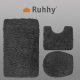Ruhhy 3-Piece Bathroom Mat Set, Grey