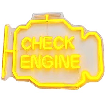 Check Engine Neon LED dekoratīvā lampa 30x22 cm, dzeltena