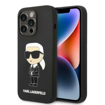 Karl Lagerfeld Silicone Ikonik MagSafe Case for iPhone 14 Pro Max, Black