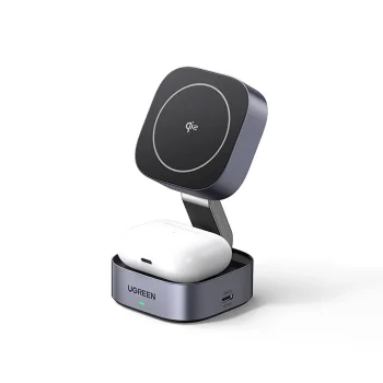 3-in-1 Bezvadu lādētājs Ugreen W702 MagSafe Qi2 Melns