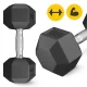 Стальная гантель 4Fizjo HEX с резиновым покрытием, 10 кг, черная