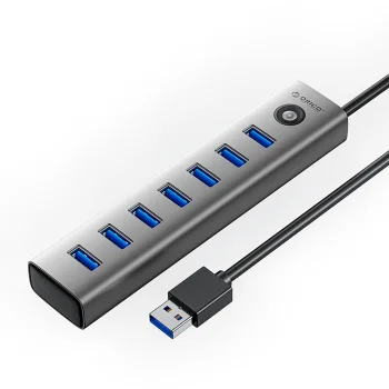 Orico CL7U-U3 USB centrmezgls 7x USB-A 3.0, pelēks