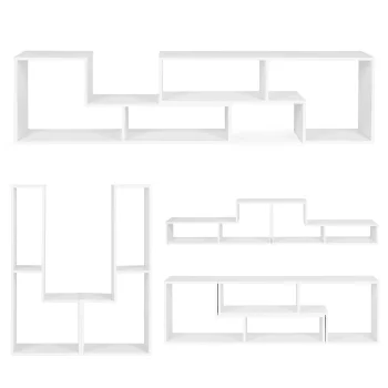 Современный модульный книжный стеллаж ModernHome с 4 полками, белый