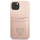 Apple iPhone 13 Mini 5,4\" Guess Saffiano Triangle Logo Cardslot Case Cover, Pink | Чехол Кейс Бампер...