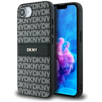 DKNY Mono Stripe & Metal Logo vāciņš priekš iPhone 16e, melns