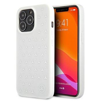 Mercedes iPhone 13 Pro Max vāciņš Silver Stars Pattern, balts