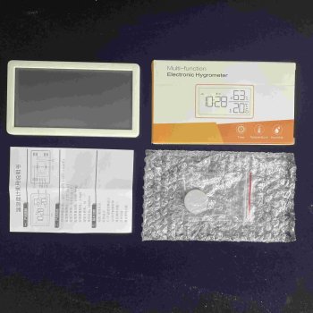 Digitālais termometrs un higrometrs ar pulksteni un LCD ekrānu, balts