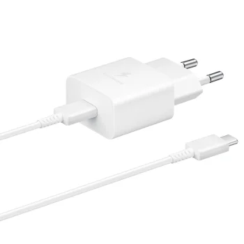 Samsung EP-T1510XWEGEU USB-C tīkla lādētājs 15W PD AFC ar USB-C kabeli, balts