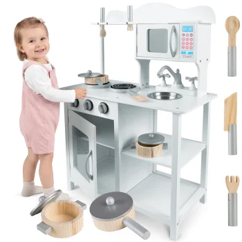 Детская деревянная кухня Ricokids 7835 с аксессуарами, белая