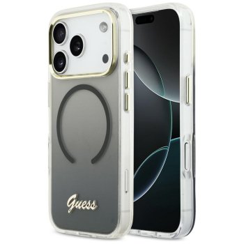Guess IML Gradient Script Metal MagSafe vāciņš ar MagSafe iPhone 17 Pro Max tālrunim – melns | Phone Case Cover
